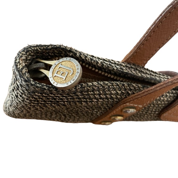 Eric Javits York Squishee Woven Brown Shoulder Tote Bag 2 Straps Zip Closure - Picture 5 of 13